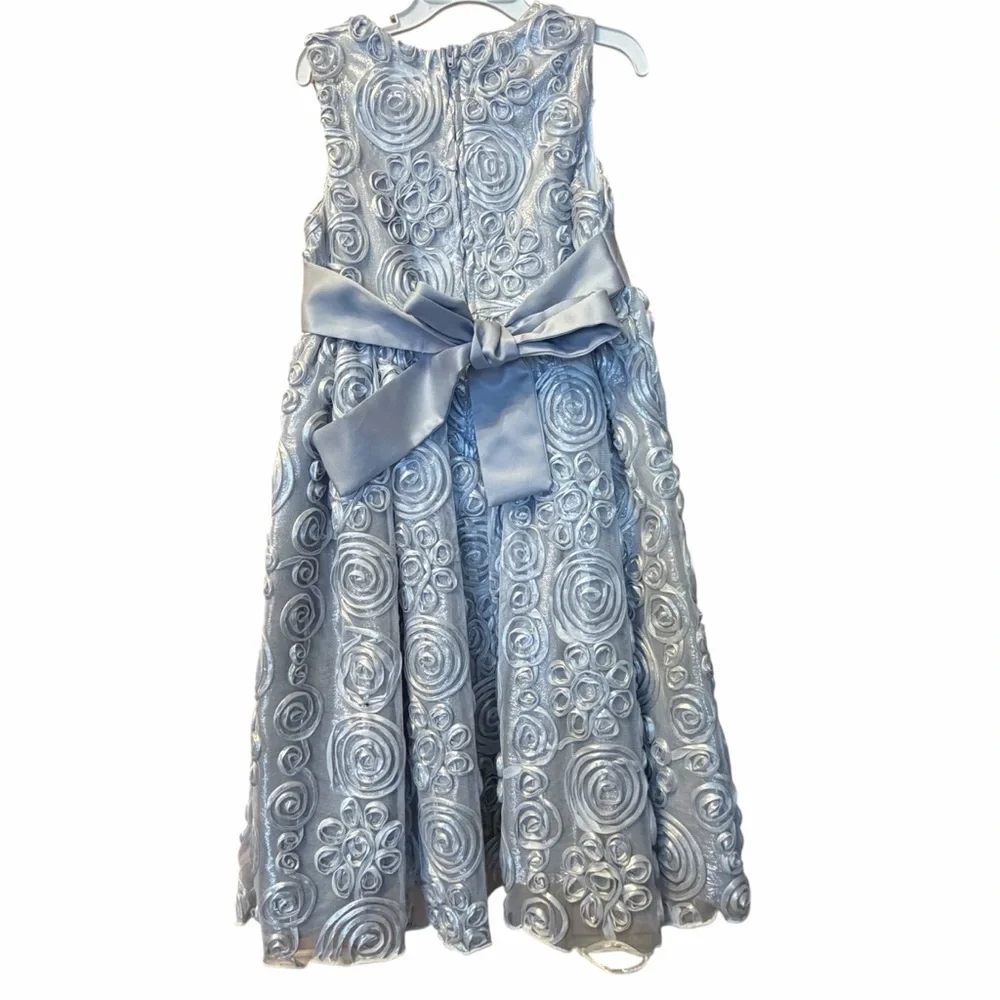 Rare Editions Girls Silver Rosette Sz 6 Party Dress Sleeveless Wedding Gala